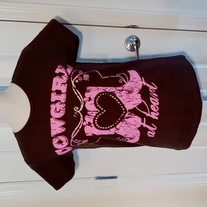 Lifestyle Classics Women's T-Shirt Pink/Brown Short Sleeve "Cowgirl At Heart" Sm